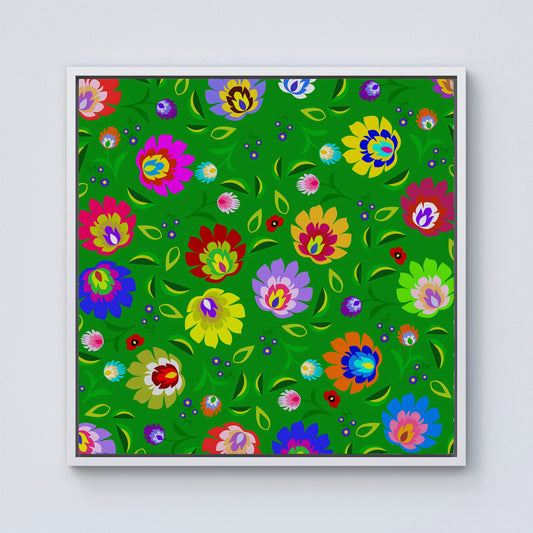 Polish Folk Floral Framed Canvas