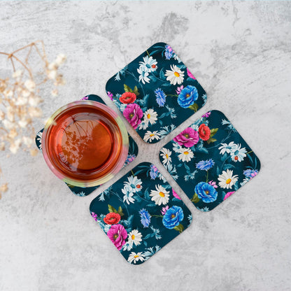 Poppy Flowers With Chamomile Coasters