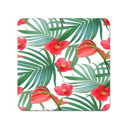 Tropical Flowers And Palm Leaves Hawaiian Coasters