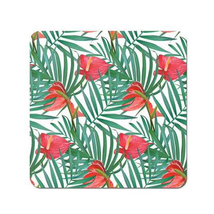 Tropical Flowers And Palm Leaves Coasters