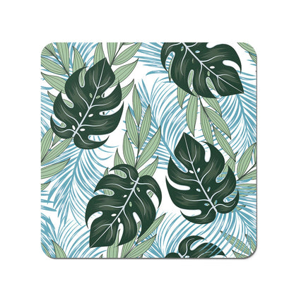 Tropical Pattern With Bright Plants And Flowers Coasters