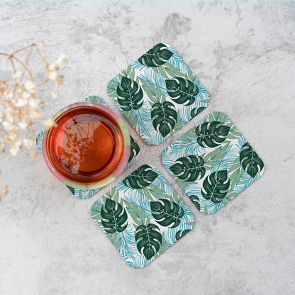 Tropical Pattern With Bright Plants And Flowers Coasters