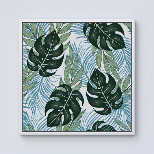 Tropical Pattern And Flowers Framed Canvas