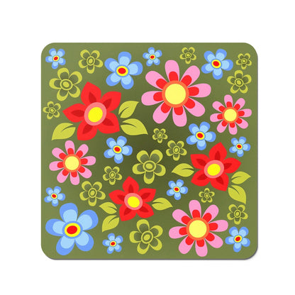 Red And Blue Flowers Coasters