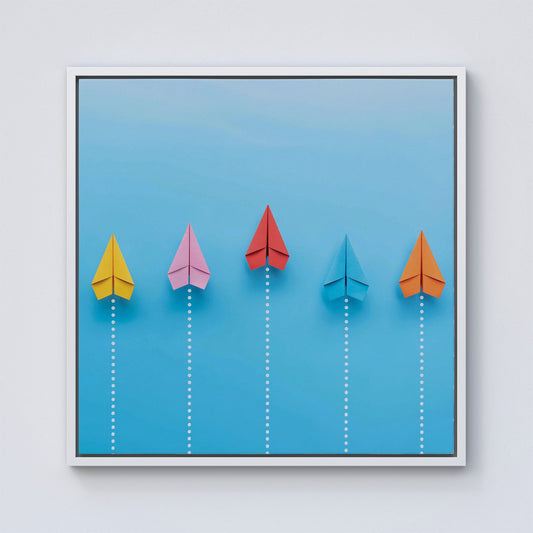 Paper Aeroplanes Framed Canvas