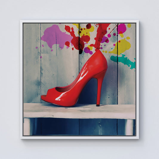 Retro Red Shoes Framed Canvas