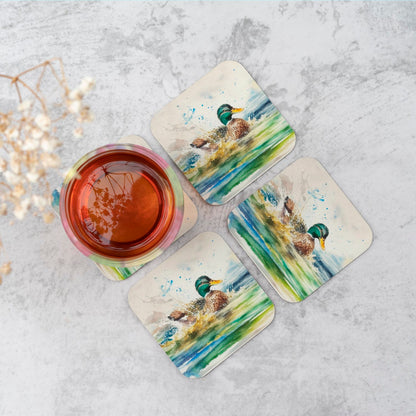 Splashing Mallard Watercolour Coasters