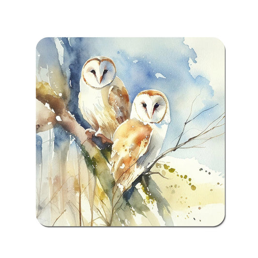 Barn Owls Watercolour Coasters