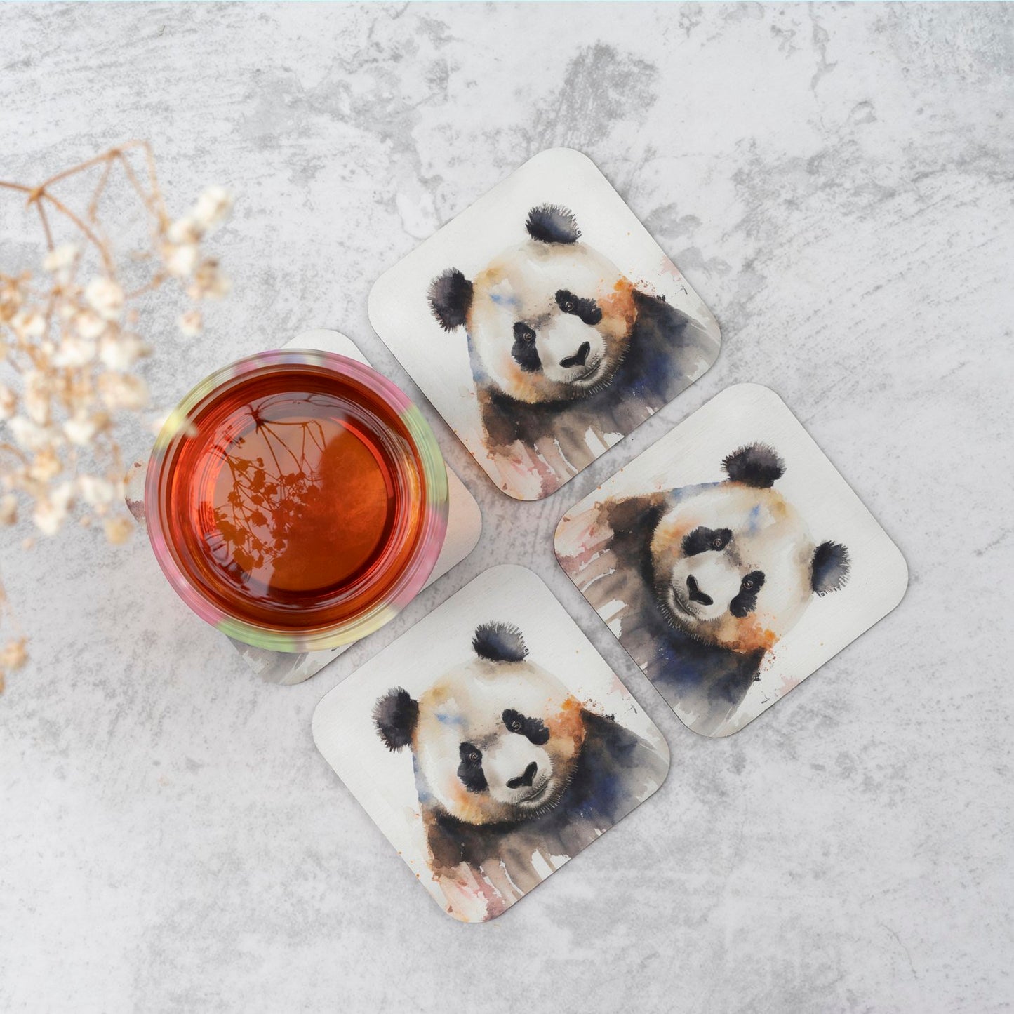 Panda Watercolour Coasters