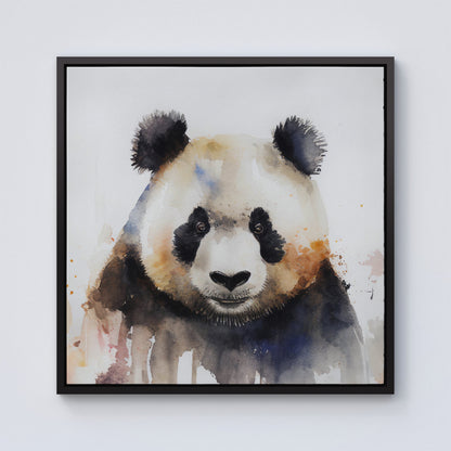 Panda Watercolour Framed Canvas