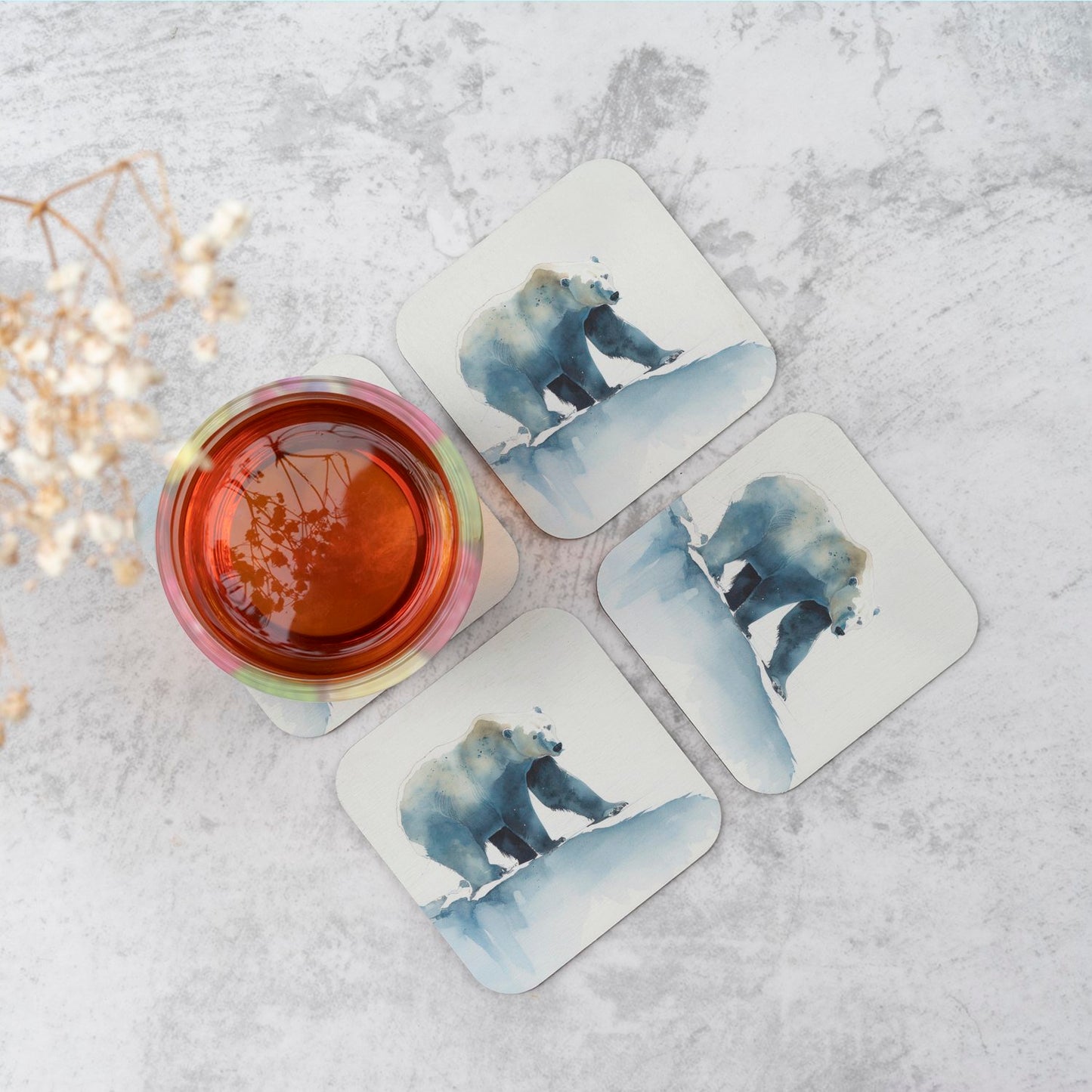 Polar Bear Watercolour Coasters