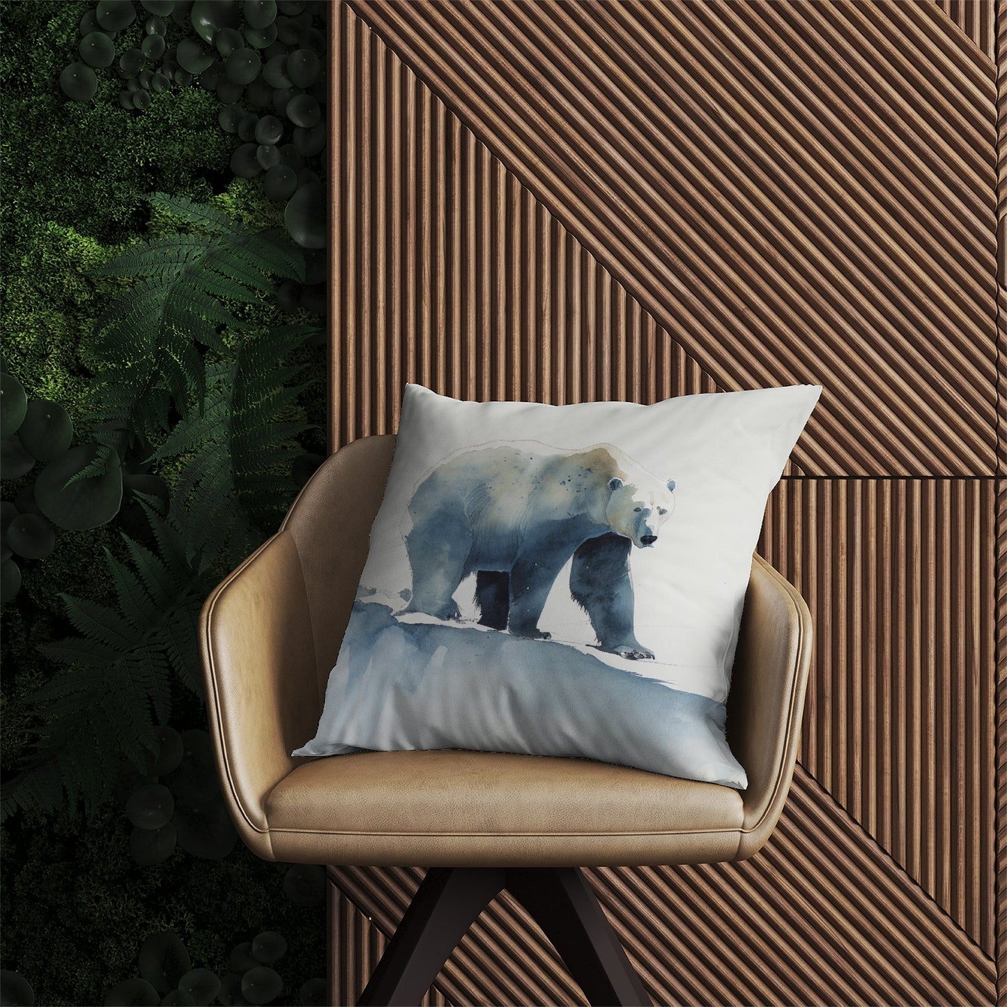 Polar Bear Watercolour Outdoor Cushion