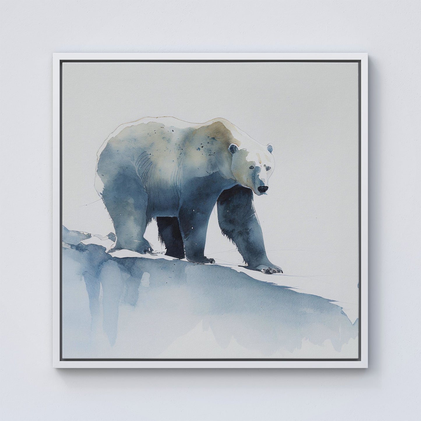 Polar Bear Watercolour Framed Canvas