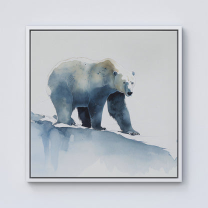 Polar Bear Watercolour Framed Canvas