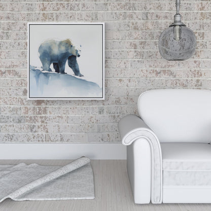 Polar Bear Watercolour Framed Canvas