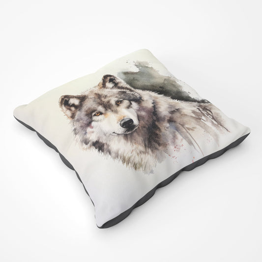 Loyal Wolf Watercolour Floor Cushion