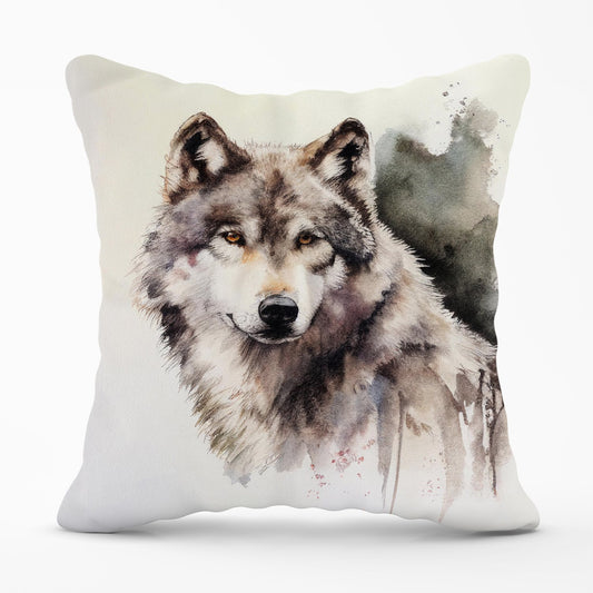 Loyal Wolf Watercolour Outdoor Cushion