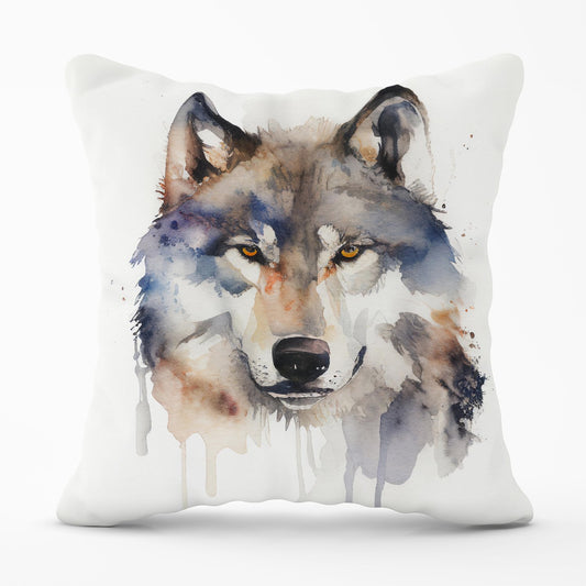 Wolf Watercolour Outdoor Cushion