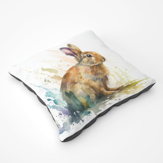 Rabbit Splash Watercolour Floor Cushion