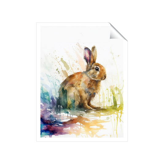 Rabbit Splash Watercolour Art Prints