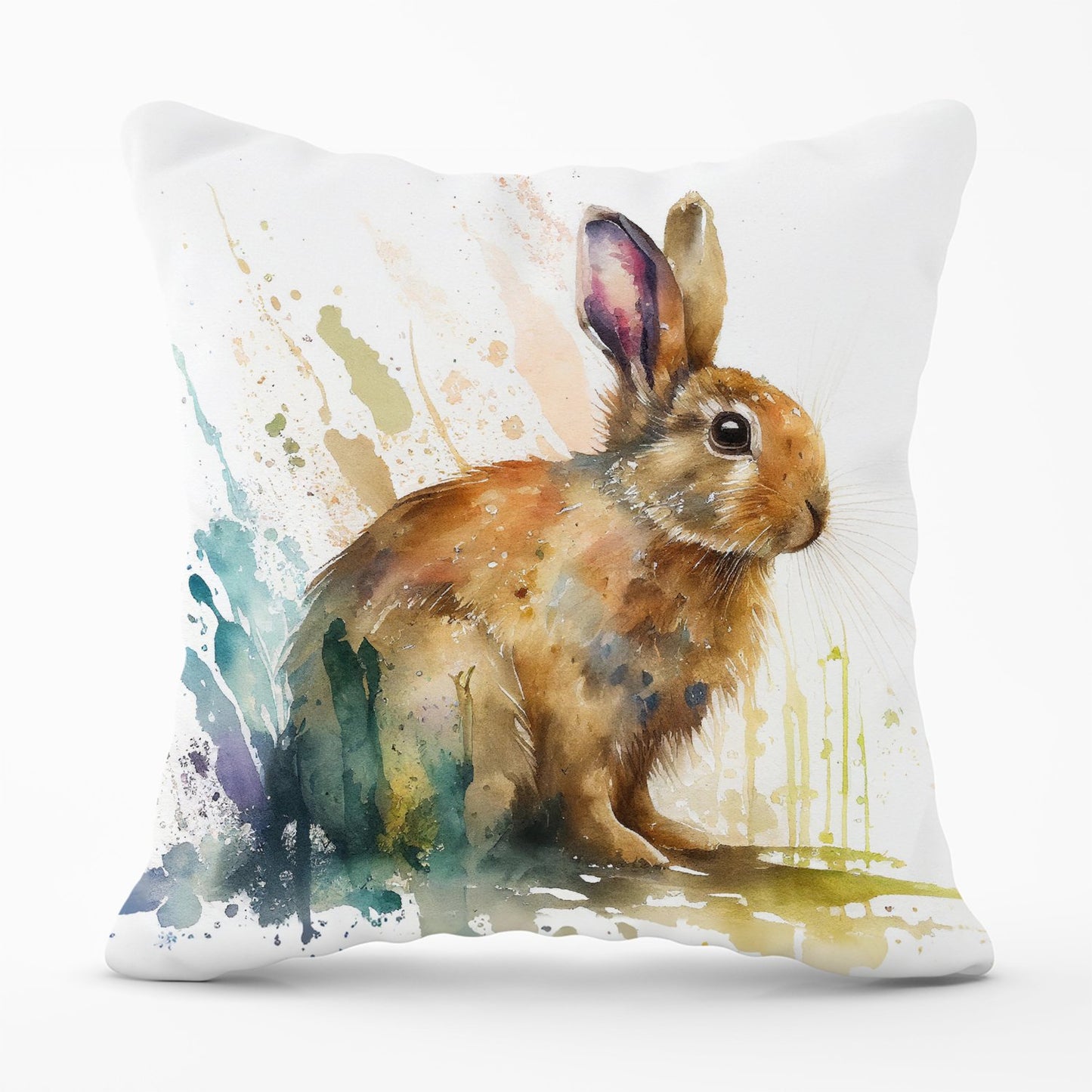 Rabbit Splash Watercolour Outdoor Cushion