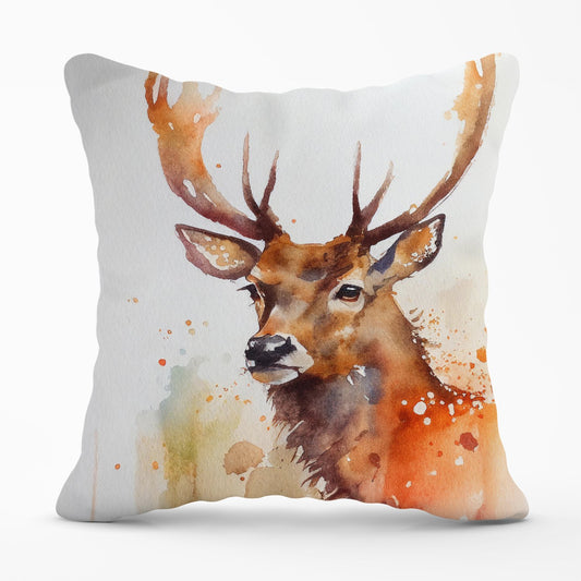 Majestic Stag Watercolour Outdoor Cushion