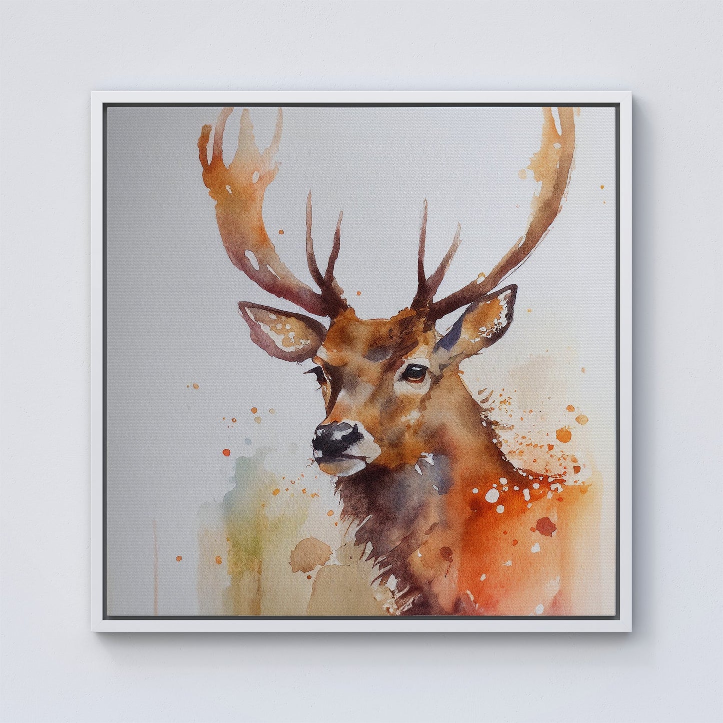 Majestic Stag Watercolour Framed Canvas