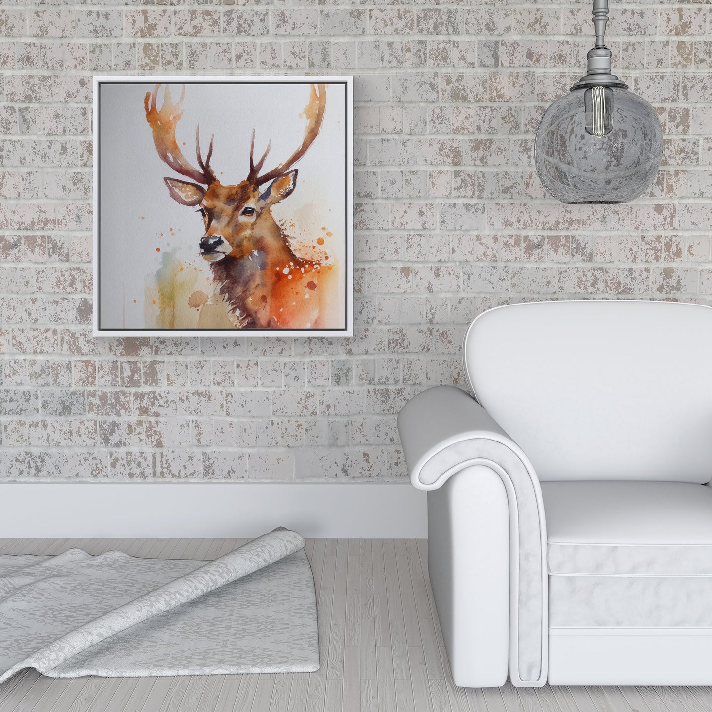 Majestic Stag Watercolour Framed Canvas