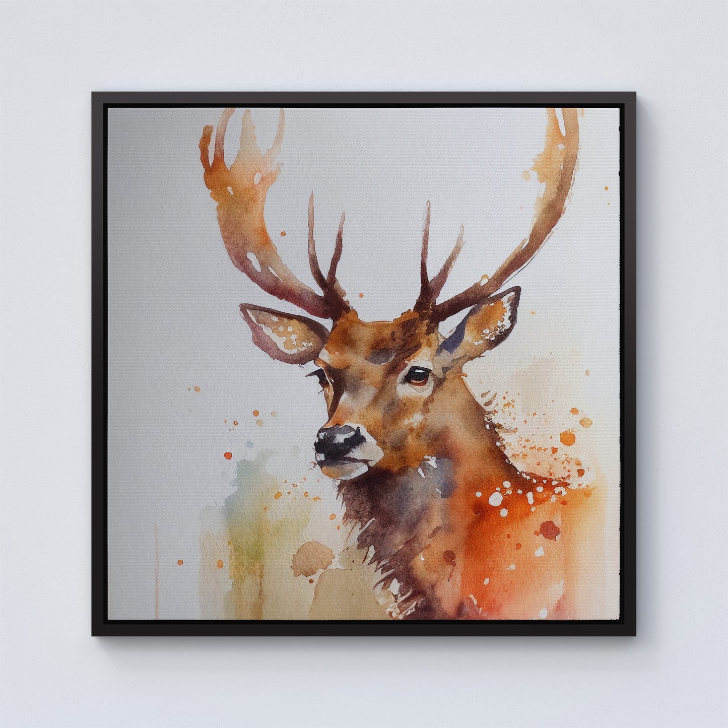 Majestic Stag Watercolour Framed Canvas