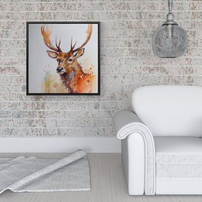 Majestic Stag Watercolour Framed Canvas