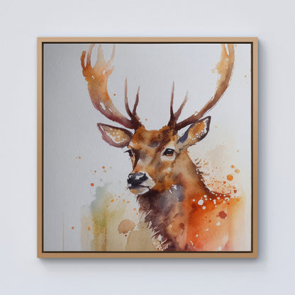 Majestic Stag Watercolour Framed Canvas