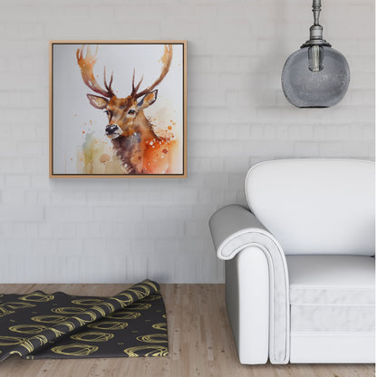 Majestic Stag Watercolour Framed Canvas