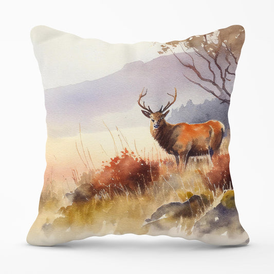 Stag Deer Water Colour Outdoor Cushion