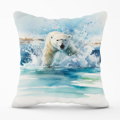 Hunting Polar Bear Watercolour Outdoor Cushion