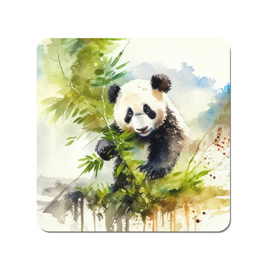 Panda Eating Bamboo Watercolour Coasters