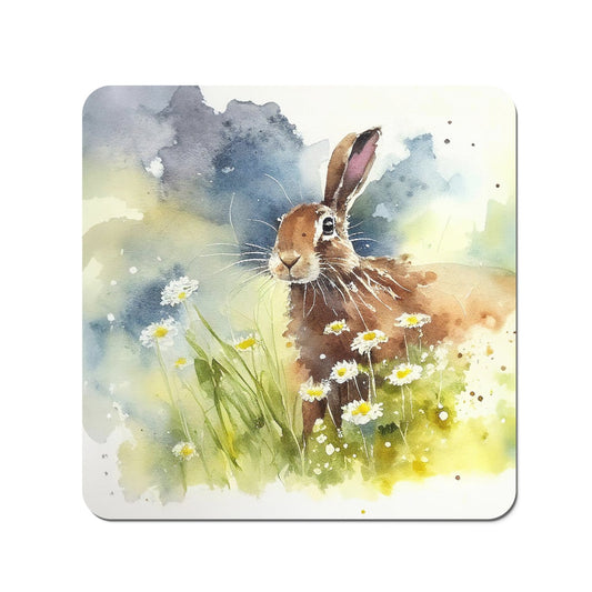 Hare And Daisies Watercolour Coasters