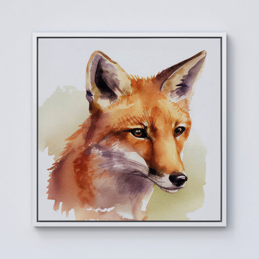 Fox Watercolour Framed Canvas