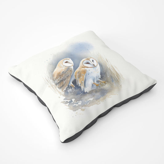 Barn Ano Owls Watercolour Floor Cushion