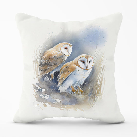 Barn Ano Owls Watercolour Outdoor Cushion