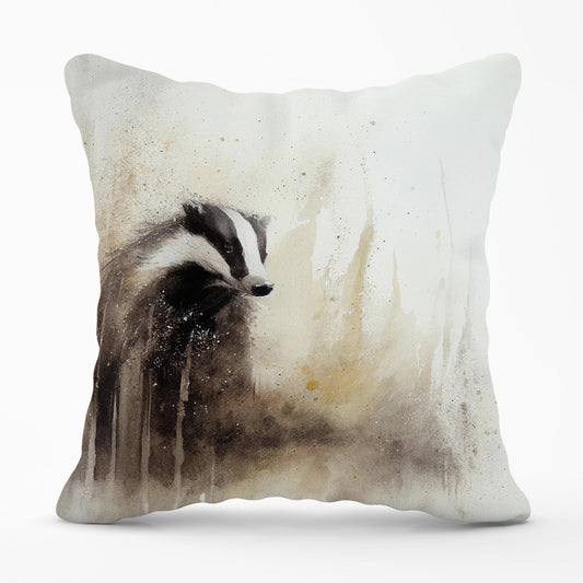 Badger Watercolour Outdoor Cushion