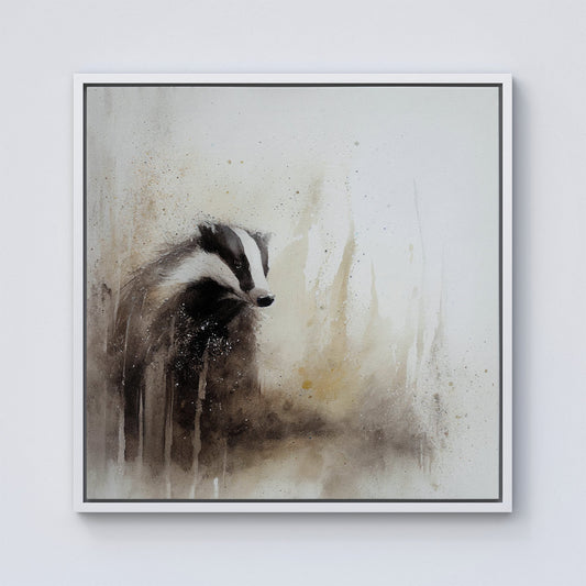 Badger Watercolour Framed Canvas