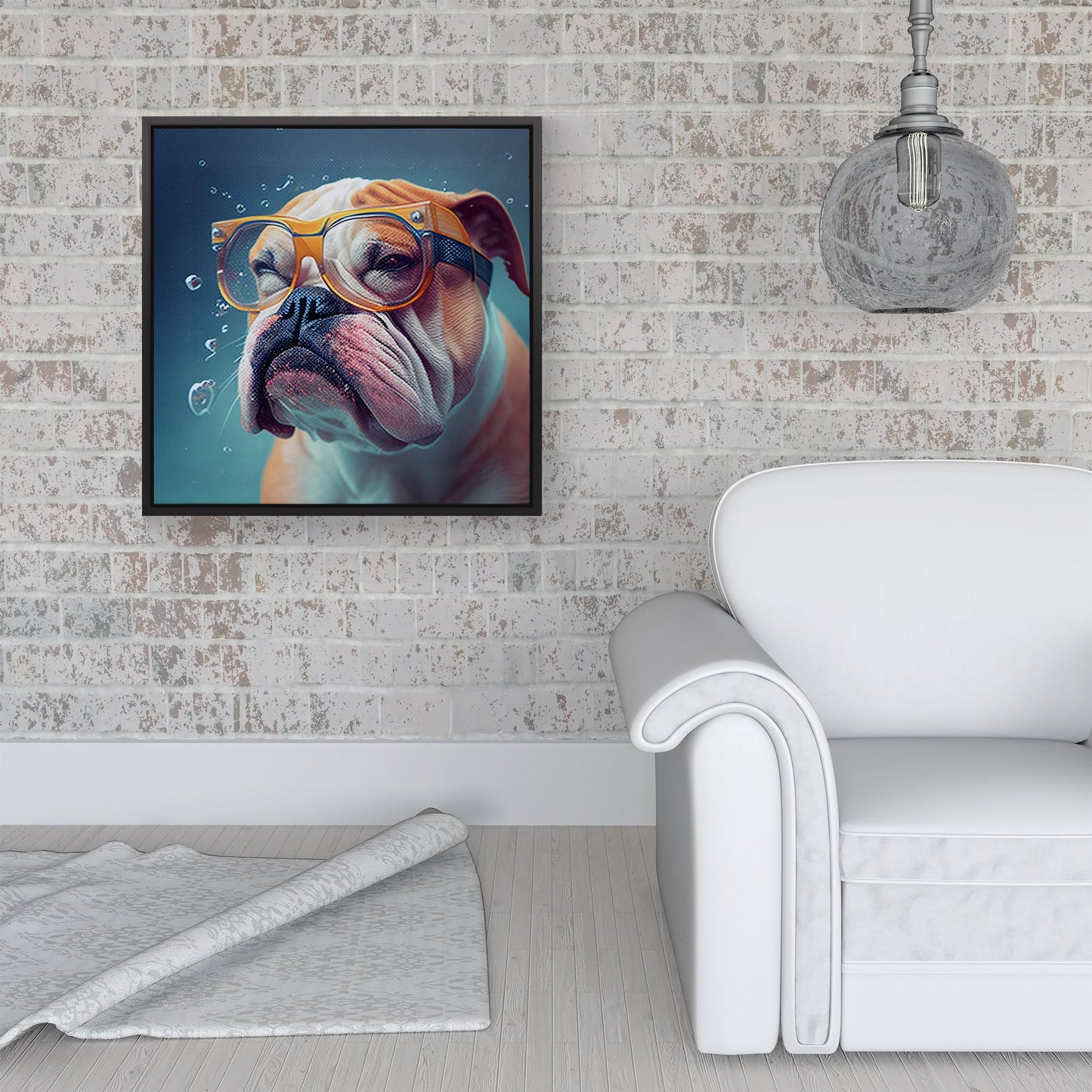 Bulldog Splashart Framed Canvas