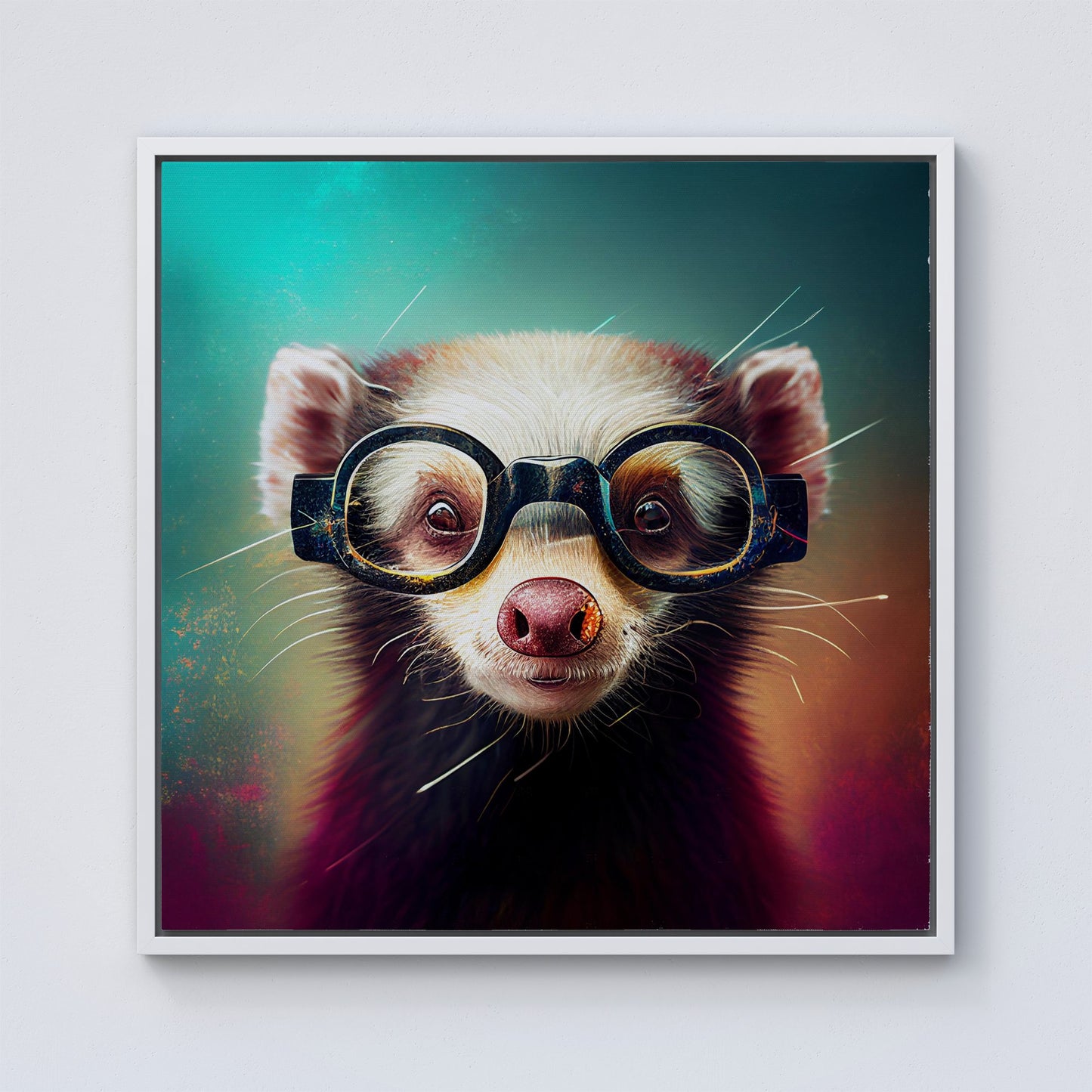 Ferret Splashart Framed Canvas