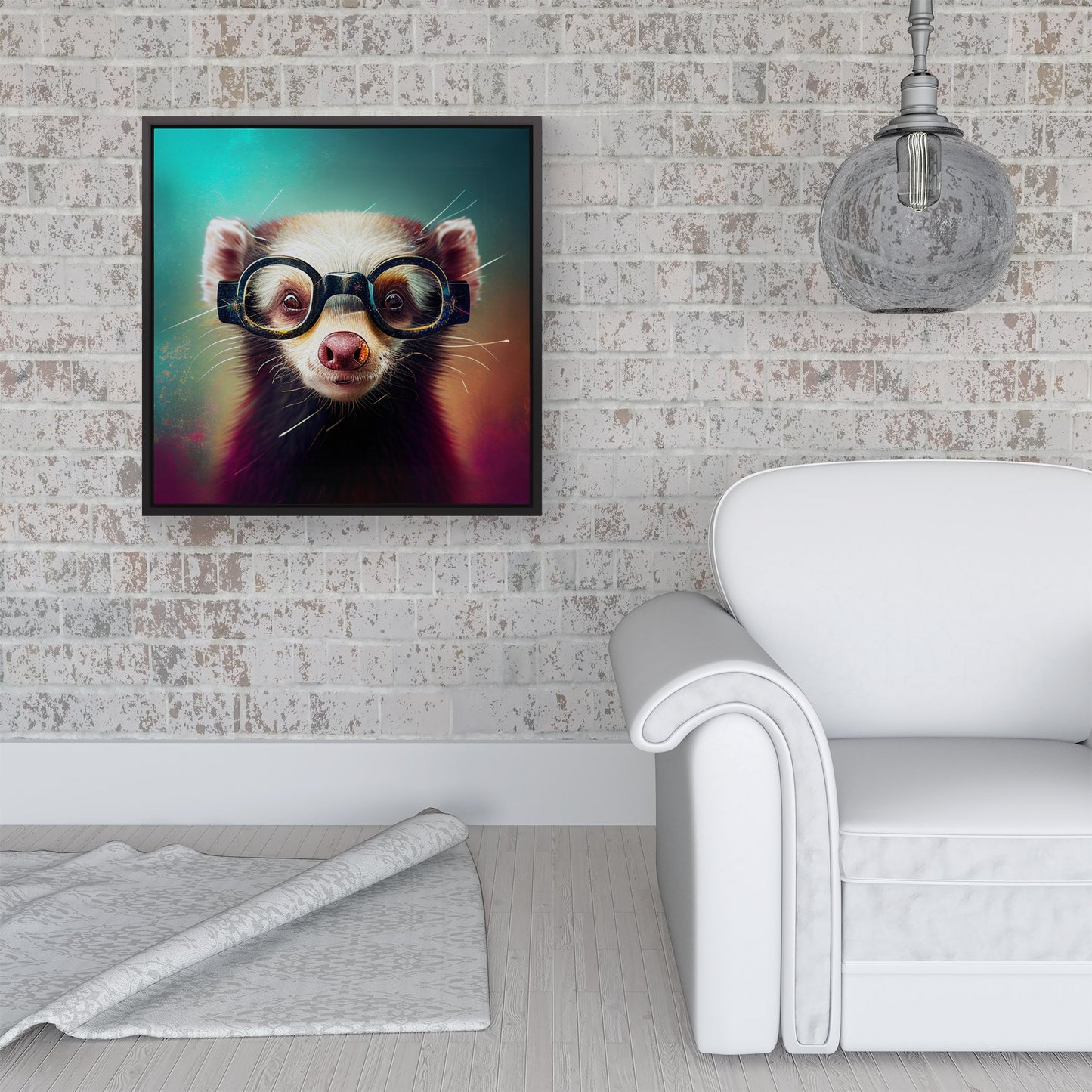 Ferret Splashart Framed Canvas