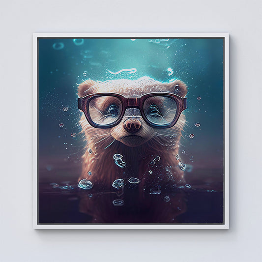 Ferret Splashart Water Framed Canvas