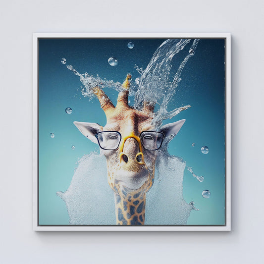 Giraffe Splashart Framed Canvas