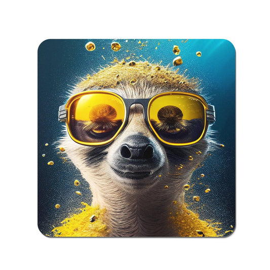 Meerkat With Golden Glasses Splashart Coasters