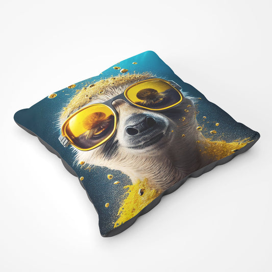 Meerkat With Golden Glasses Splashart Floor Cushion