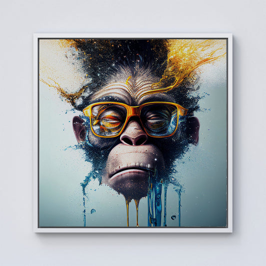 Monkey Splashart Framed Canvas