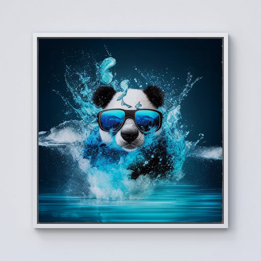 Panda Splashart Water Framed Canvas